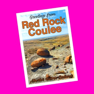 Red Rock Coulee Alberta Canada Géologie Formations rocheuses naturel pittoresque souvenir touristique Exclusif Snail Mail Carte postale authentique crâne rose