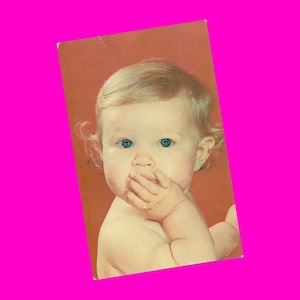 Vintage jaren 1950 Ansichtkaart Baby Je bent een ster Schattig kind Schattig Retro Kitsch Glanschrome Tichnor Brothers Photochrome Card Postaal ongebruikt