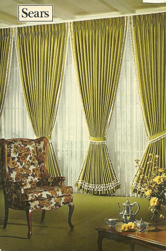 Vintage 1960s Postcard Sears And Robuck Company Imperial Satin Draperies Regal Interior Design Advertising Photochrome Era Postally Unused