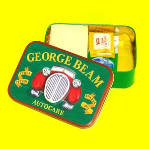 George Beam Autocare Vintage Car Kit Tin Curio Stash Box image 1