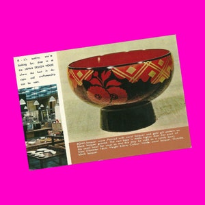 Japan Vintage jaren 1980 Ansichtkaart Design Huis Museum Ambachtelijke Kunst Gerechten Tokyo Kaikan Gebouw Multiview Foto Fotochroom Tijdperk Postaal ongebruikt
