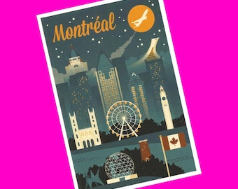 Lantern Press Montreal Skyline Retro Scene QC Quebec Olympic Canada Tourist Souvenir Exclusive Pen Pal Snail Mail Authentic Postcard NEW