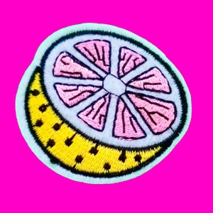 Citrus Fruit Yummy Breakfast Blast Pink Grapefruit or Bright Orange Sliced Snack Fully Embroidered Iron or Sew On Patch - More Styles