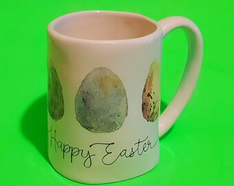 Happy Easter Speckled Eggs Huge Quirky Holiday Seasonal Cute Sunday Brunch Coffee Cup Mug