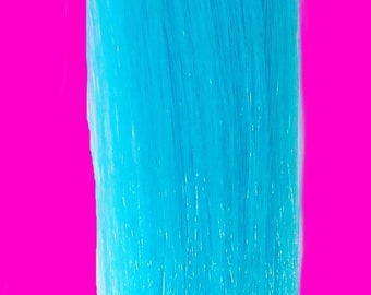 Candy Stripers Smurf Blue Turquoise Temptress Bright Color Hair Extension Clip In Barrette Synthetic Straight - More Colours 20&quot;