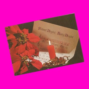 Vintage 1970er Jahre Postkarten-Set Retro Weihnachten Stille Nacht Kerzen Weihnachtsstern Frohe Feiertage Jahreszeiten Grüße Photochrome Ära Postal unbenutzt