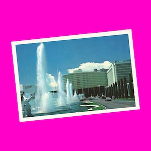 Carte postale vintage des années 1970 du Nevada Las Vegas Strip Fontaines du Caesars Palace Roman Plaza Casino Hotel Desert Holiday Photochrome non utilisé