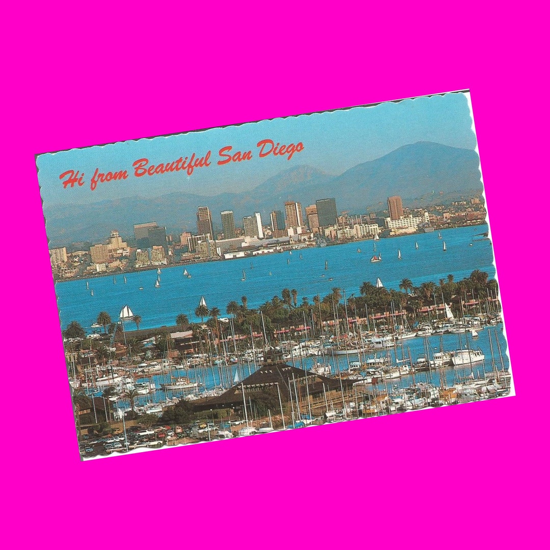 California Vintage Postcards San Diego Bay and Skyline City Downtown ...