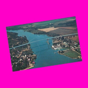 Carte postale vintage des années 1950 du Delaware, pont de la ville de Chesapeake, canal de Wilmington, époque photochrome pittoresque non utilisée