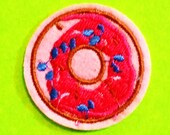 Pink Sprinkle Donut Doughnut Yummy Goodness Sticky Sweet Fully Embroidered Iron or Sew On Patch