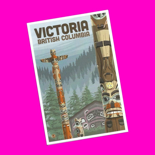 Lantern Press Victoria Thunderbird Park Totem Poles BC British Columbia Museum Canada Exclusive Pen Pal Snail Mail Authentic Postcard NEW