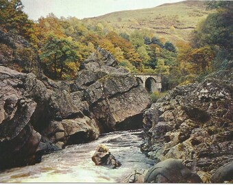 Scotland Soldier's Leap Killiecrankie Perthshire River Garry Hand Tint Photochrome United Kingdom Vintage Postcard UK Postally Unused