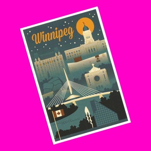 Lantern Press Winnipeg Skyline Retro Scene MB Manitoba Museum Canada Tourist Souvenir Exclusive Pen Pal Snail Mail Authentic Postcard NEW