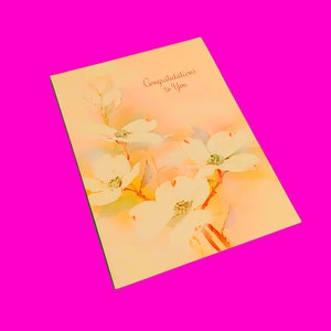 Vintage jaren 1970 trouwdagkaart cadeau retro romantische wandeling kersenbloesem bloemen champagne stationaire wenskaart - meer stijlen