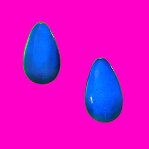 Vintage Royal Blue Patent Leather Luxe Rockabella Sweater Girl Pinup Girl Burlesque jewelry Teardrop Drop Earrings