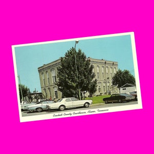 Carte postale vintage des années 1960 du Tennessee Alamo Davy Crockett County Courthouse Frontier Building Architecture Photochrome époque non utilisé