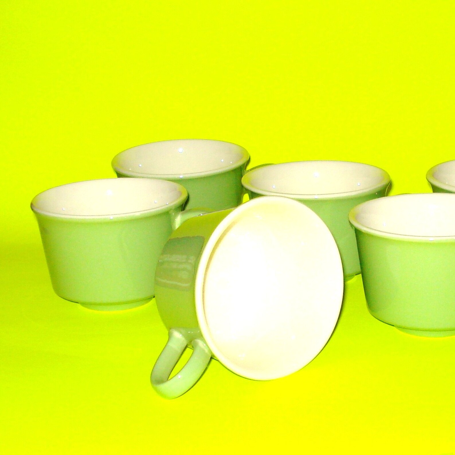 Vintage Green Coffee Cups Set of 6 Etsy