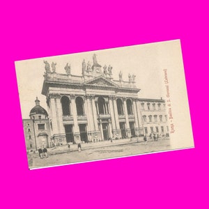 Italie Rome Roma Basilica di San Giovanni cathédrale église catholique façade principale vue de face Europe historique carte postale vintage non utilisée
