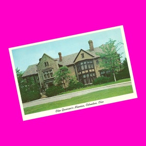 Carte postale Ohio vintage des années 1960 Columbus Bexley Governors Mansion House Tudor Norman Style Architecture USA Photochrome époque postale non utilisée