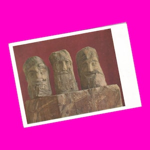 Lot de 2 cartes postales vintage des camarades de Sergey Konenkov Razin sculptures statues musée de la révolution de l'URSS photochrome non utilisée