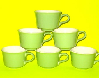 Vintage Green Coffee Cups - Set of 6