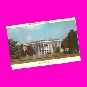 Carte postale Washington DC vintage des années 50, district de la maison blanche, façade sud du palais présidentiel, Amérique, photochrome non utilisée