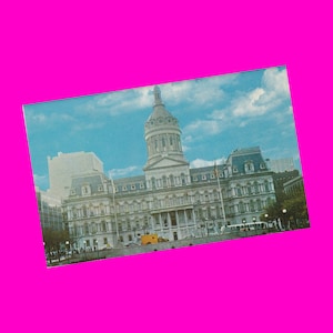 Carte postale vintage des années 1950 dans le Maryland, Baltimore City Hall Building Architecture, vue du gouvernement, époque photochrome non utilisée