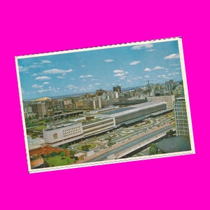 Afrique du Sud Johannesburg Terminus Railway Station Airport Terminal Buildings Vue sur les toits de la ville Carte postale vintage non utilisée