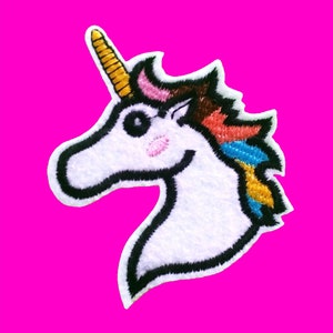 Unicorn Rainbow Mane Bust or Prancing Pony Bright Colourful Happy Kawaii Pastel Goodness Embroidered Iron or Sew On Patch - More Styles