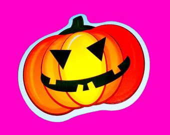 Jack O'Lantern Pumpkin Head Spooky Dude Halloween Goodness Witches Delight Orange You Glad Pink Skull Vinyl Sticker - More Styles