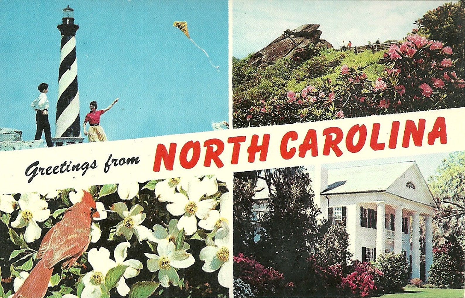 North Carolina Vintage 1960s Postcard Greetings Lighthouse Etsy