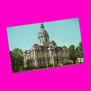 Indiana vintage des années 1950 Carte postale Rockville Hoosier State Parke County Courthouse Building Architecture Photochrome Epoque non utilisée