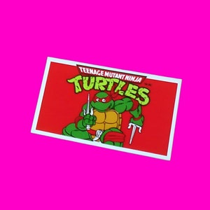Invitación a fiesta de pizza totalmente radical vintage de los años 80 de las Tortugas Ninja Adolescentes Mutantes (TMNT Heroes in a Half Shell) - Tarjeta individual