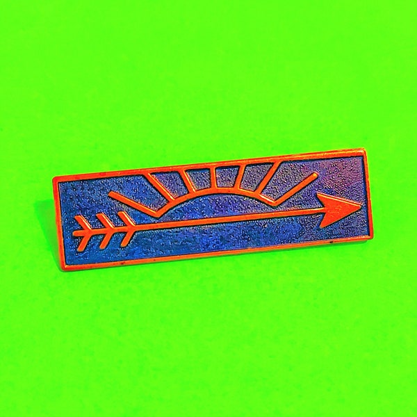 Cub Scouts BSA Boy Scouts of America Arrow of Light Award Rank Honor Sun Retro Kitsch Uniform Flare Vintage 1980s Lapel Pin Style Brooch