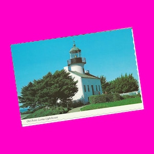 Kalifornien Vintage-Postkarten San Diego alte Point Loma Lighthouse Museum Juan Rodriguez Cabrillo Statue Pazifik Postly unbenutzt mehr Stile