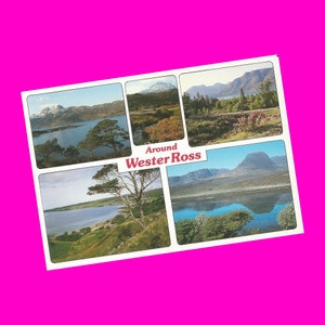 Ecosse Wester Ross Northern Highlands Gairloch Bay Applecross Maree Slioch Royaume-Uni photochrome vintage carte postale UK postale non utilisée