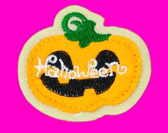 Halloween Pumpkin Jack O'Lantern Orange Cute Spook Felt Embroidered Iron or Sew On Patch