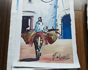 Cavalier d'âne en bleu - Un portrait impressionniste du Maroc