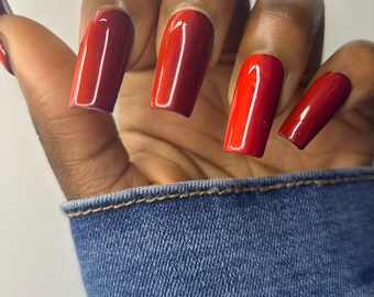 Red-wine Red Ombre dark Classy Reusable press on Nails