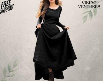 Robe longue Renaissance Cottagecore, robe de fée fantastique Ren Faire, élégante robe de sorcière médiévale, robe de cosplay victorienne vintage esthétique.