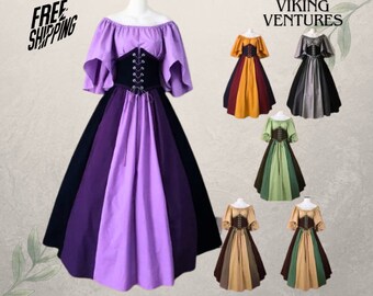 Mittelalterliches Wikinger-Korsettkleid mit kurzen Ärmeln, Ren Faire viktorianisches ästhetisches keltisches Kleid, Renaissance-Fantasie-Ballkleidkleid, Cosplay-Kleid.