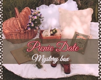 Date de pique-nique dans une boîte • Boîte mystère • Cottagecore • Cadeaux pour elle • Surprises romantiques