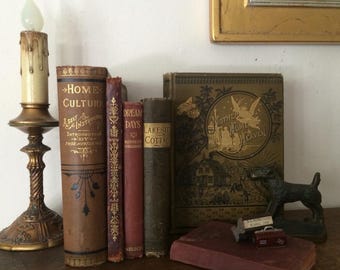 Libros antiguos de tapa dura - Lote de 5 • Pila de libros antiguos vintage