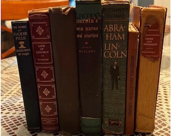 Libros antiguos de tapa dura - Lote de 7 • Pila de libros antiguos vintage