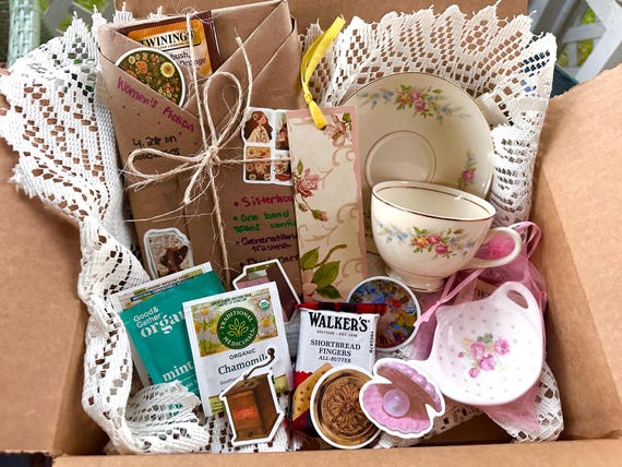 Tea Party Blind Date With a Book • Vintage Teacup, Book & Gift Box • Cozy Cottagecore Gift for Book Lovers