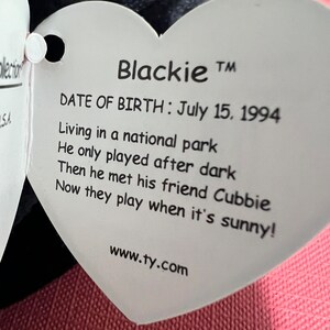 Rare Error 1994/1993 Blackie Beanie Baby by Ty Inc. image 6