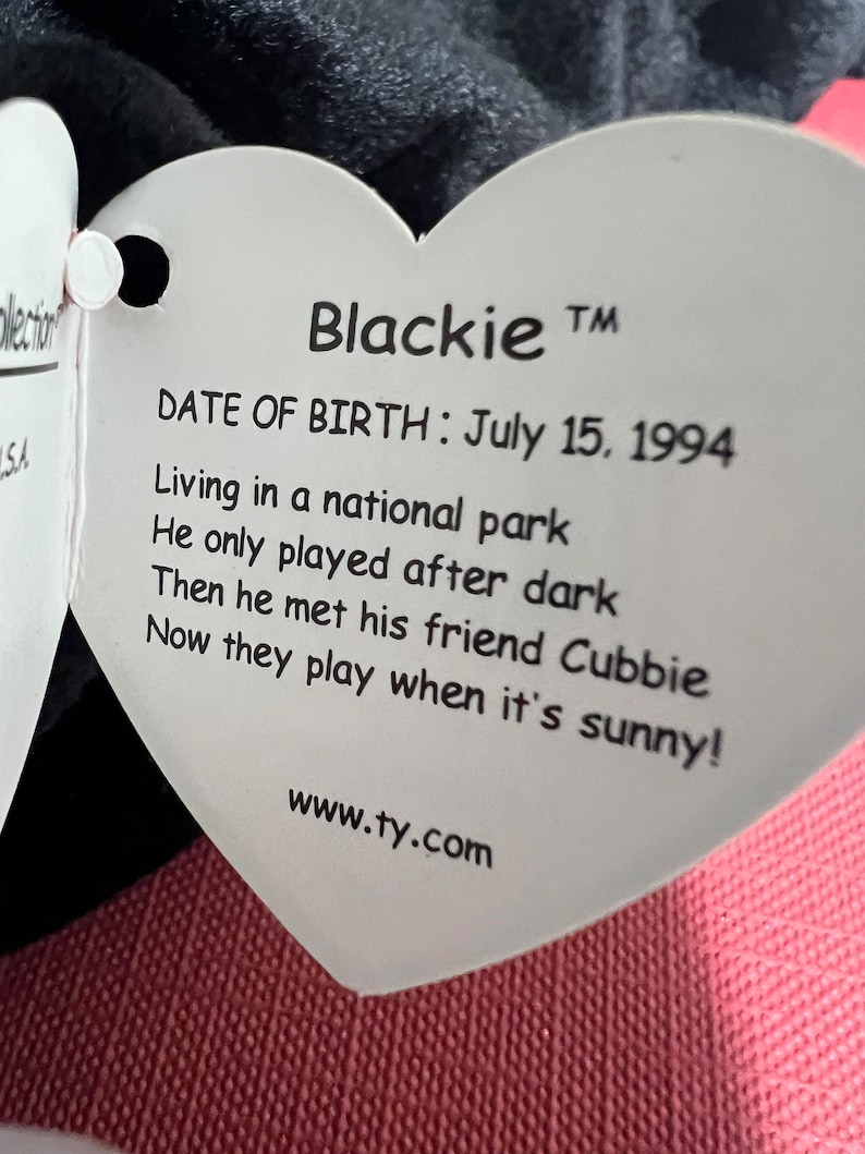 Rare Error 1994/1993 Blackie Beanie Baby by Ty Inc. image 6
