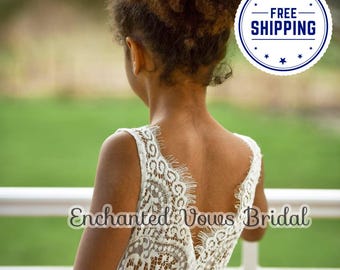 Burgund Boho Spitze Blumenmädchen Kleid, V Zurück Tüll Kleid für Mädchen, Rustikales Hochzeitskleid, Junior Brautjungfer Kleid, Spitze Party Kleid