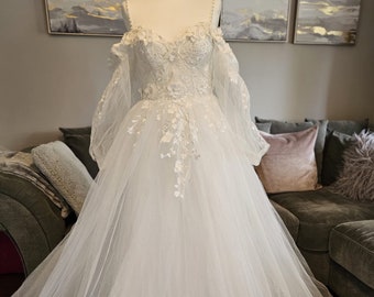 Splendido abito da sposa principessa con maniche a sbuffo (staccabile) - vari colori, abito da sposa