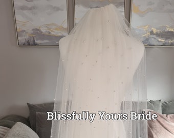 Gorgeous Pearl Bridal Veil - Ivory, White - Wedding Veil